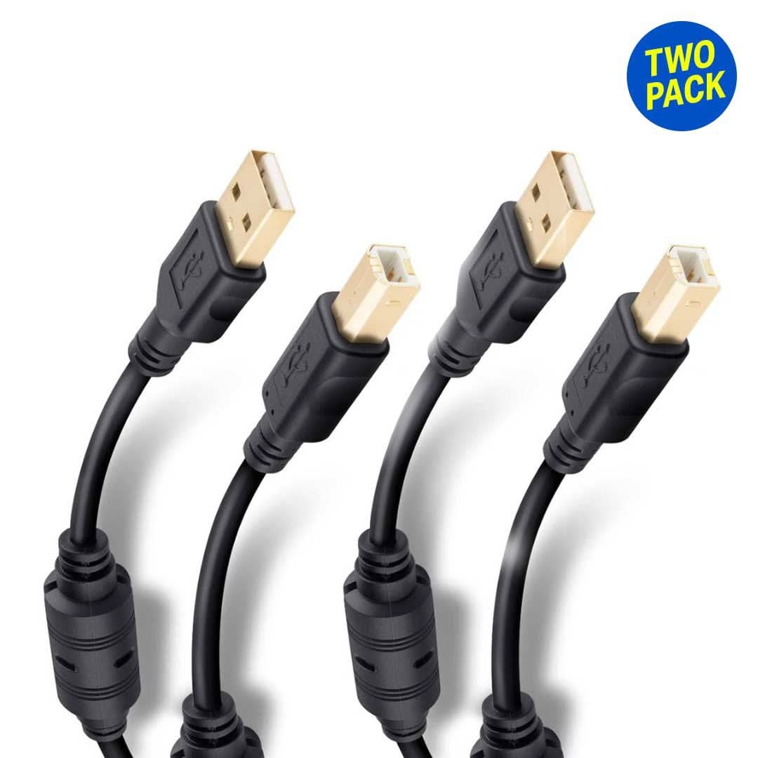 USB Type B Cable (2-pack) Racebox Sim Racing, black USB A/B cables