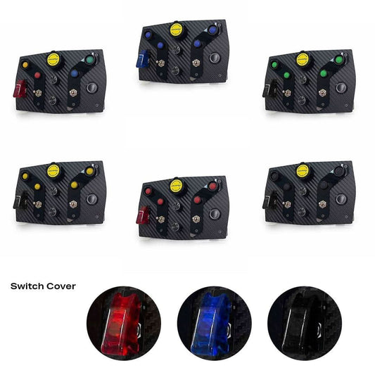 GT4 Carbon Fiber Button Box by Racebox Sim Racing - 6 shown; compact carbon-fiber sim racing controller with color-coded caps