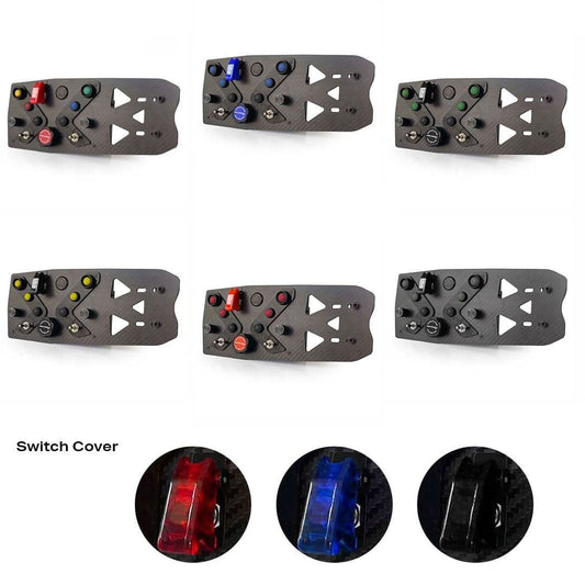 Racebox Sim Racing GTS Button Box Panels Direct Drive; six carbon-fiber panels with colored knobs, Simagic-compatible